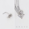 SUNFLOWER MULTI CZ MARQUISE LEAF POLISH 316L SURGICAL STEEL L-SHAPE NOSE RING